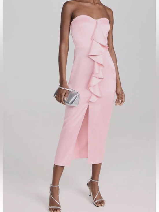 Ramy Brook Dresses & Skirts - Ramy Brook Venice Strapless Candy Pink Ruffle Midi Dress Silicone Grip NWT $595